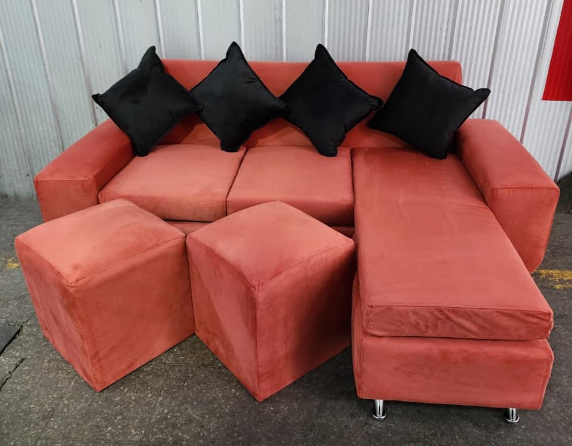 Sofá Tipo L color ladrillo claro